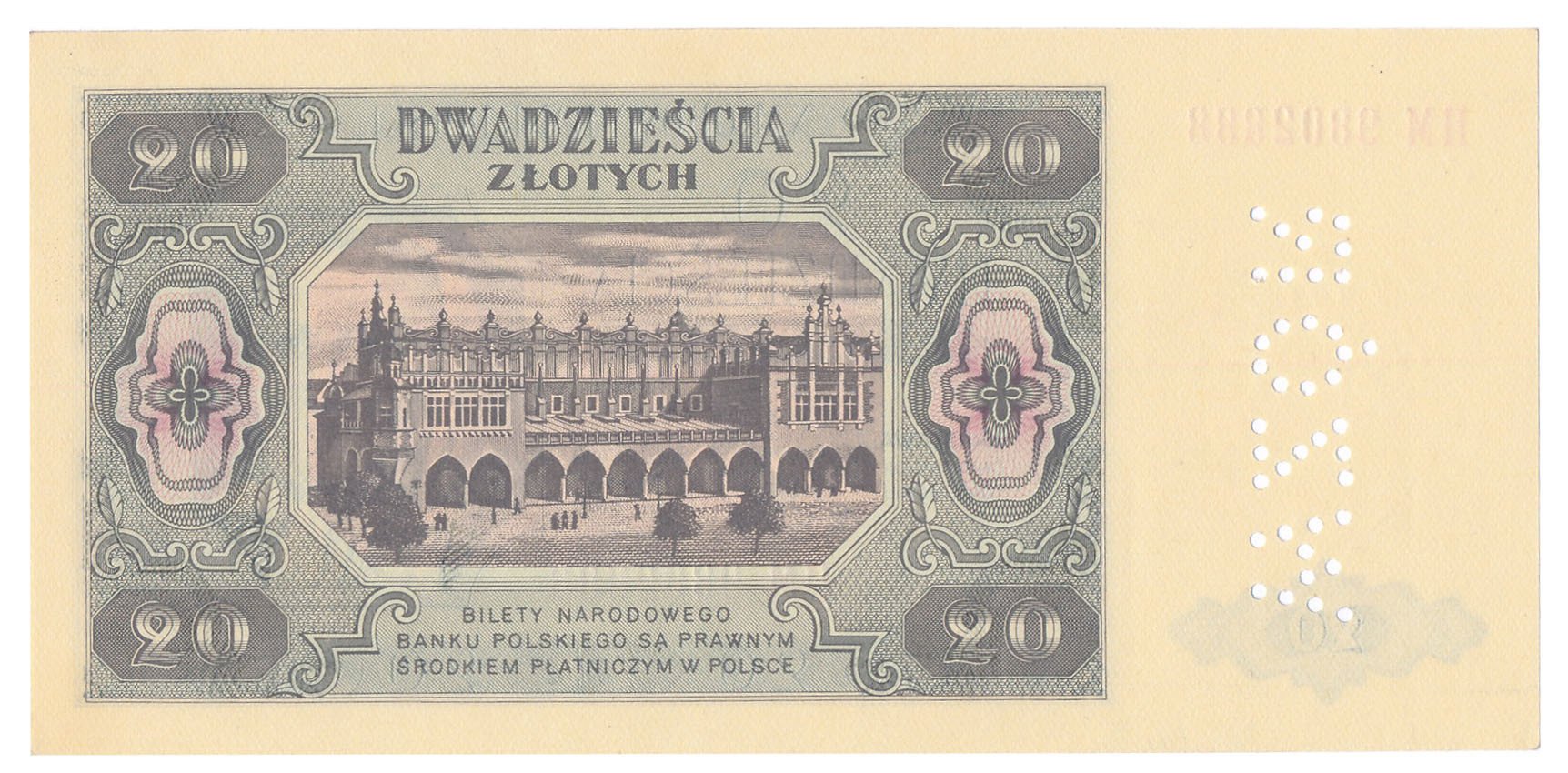 Banknot. WZÓR 20 złotych 1948 seria HM - RZADKOŚĆ R4